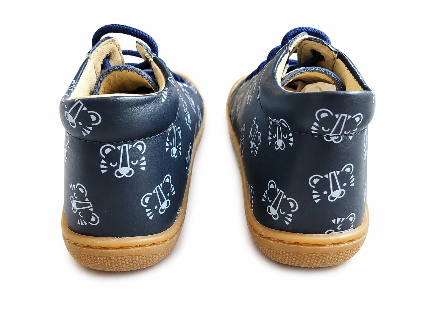 Naturino Coco Lauflernschuh Blau Tiger-Print – Schnürung