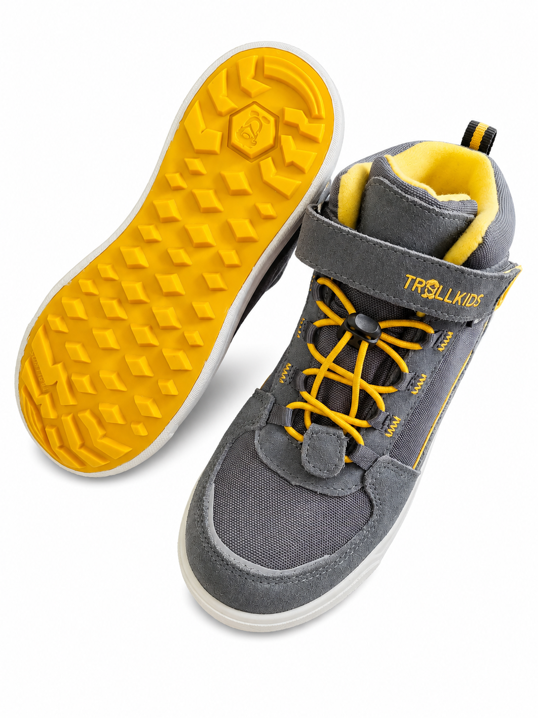 Trollkids Gryllefjord Mid Cut Kindersneaker Grau Gelb – Outdoor