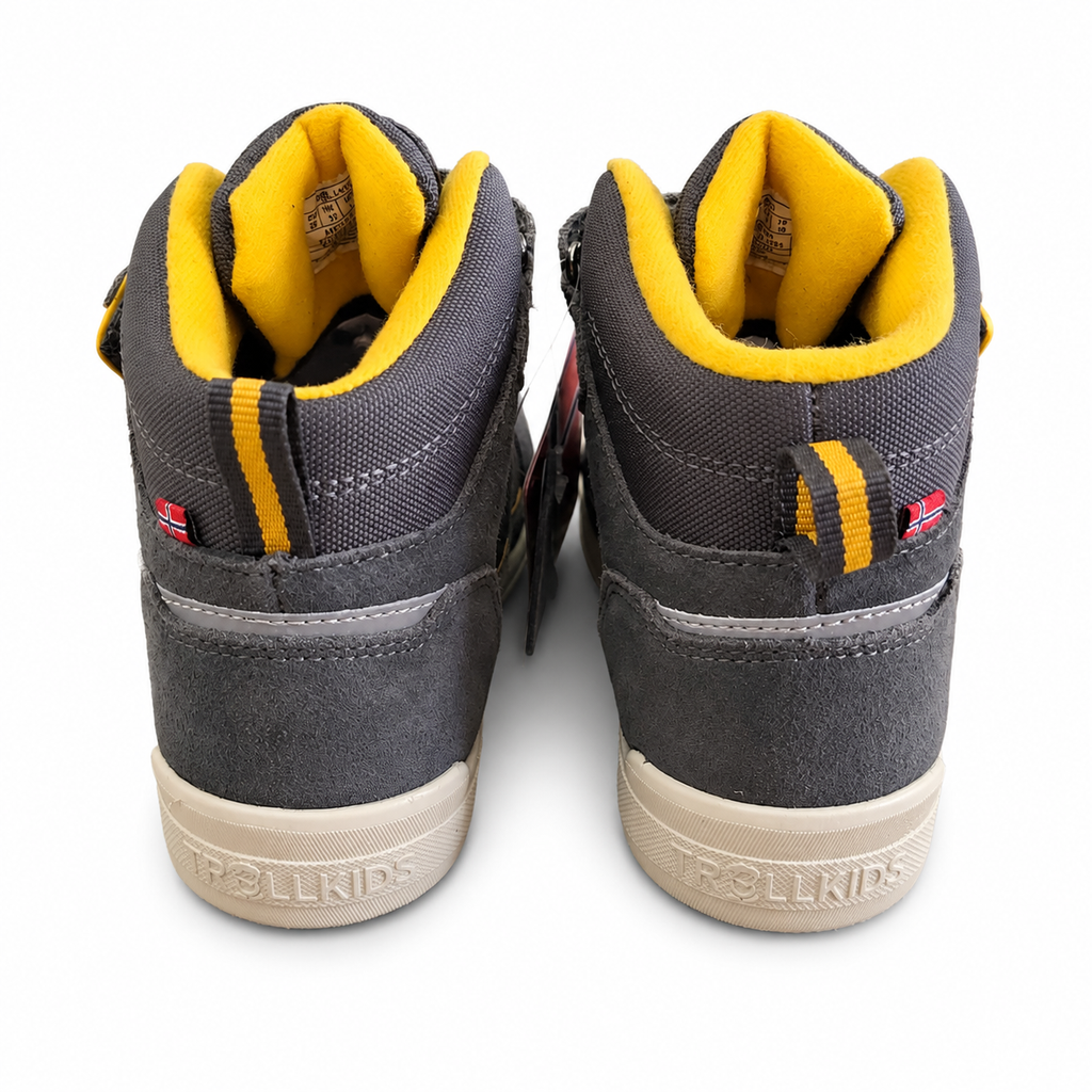 Trollkids Gryllefjord Mid Cut Kindersneaker Grau Gelb – Outdoor