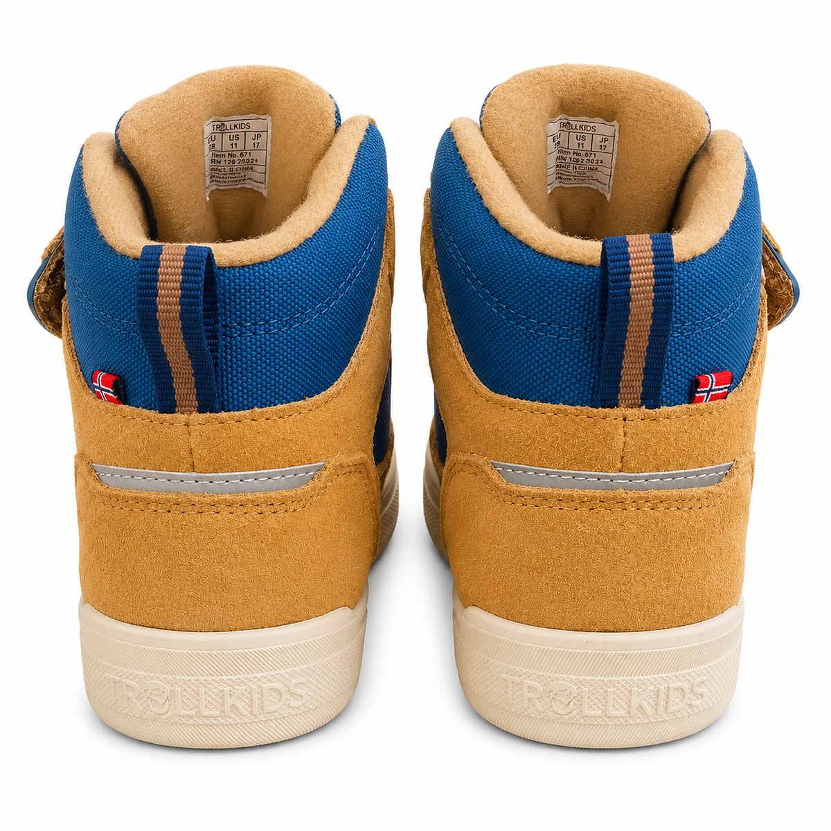 Trollkids Gryllefjord Mid Cut Wanderboots Hellbraun Blau – Outdoor