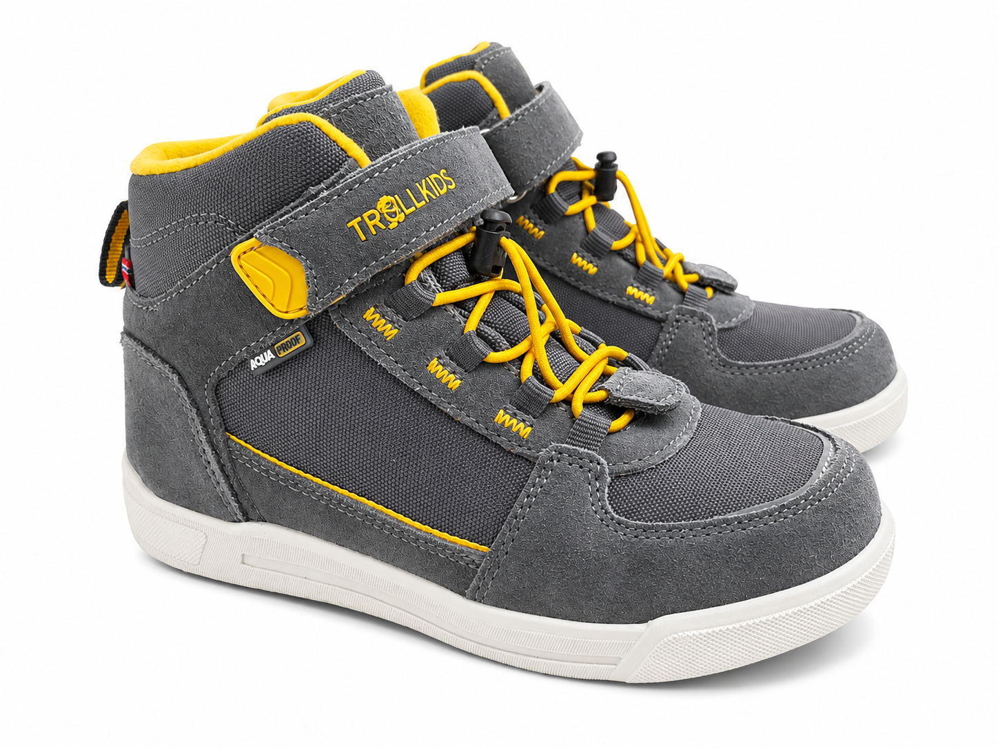 Trollkids Gryllefjord Mid Cut Kindersneaker Grau Gelb – Outdoor