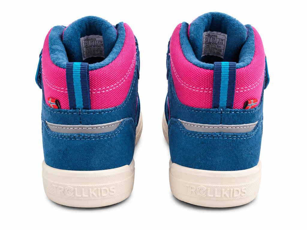 Trollkids Gryllefjord Mid Cut Kindersneaker Blau Pink – Outdoor