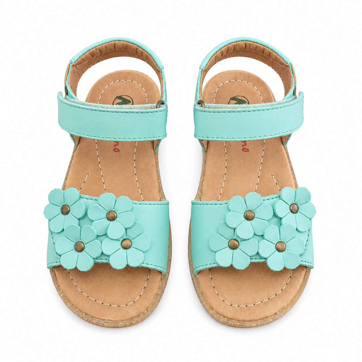 Naturino Spring Kindersandale Mint Blüten Leder – Klettverschluss