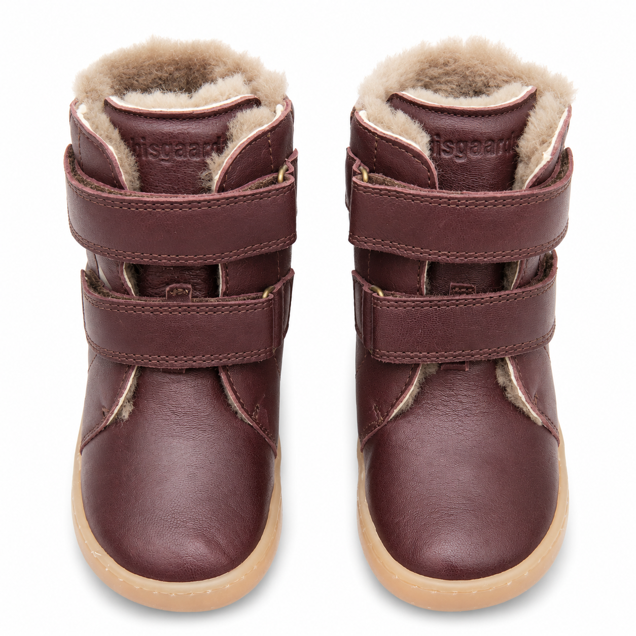 Bisgaard Helmut Barefoot Winterstiefel Bordeaux gefüttert – Klett