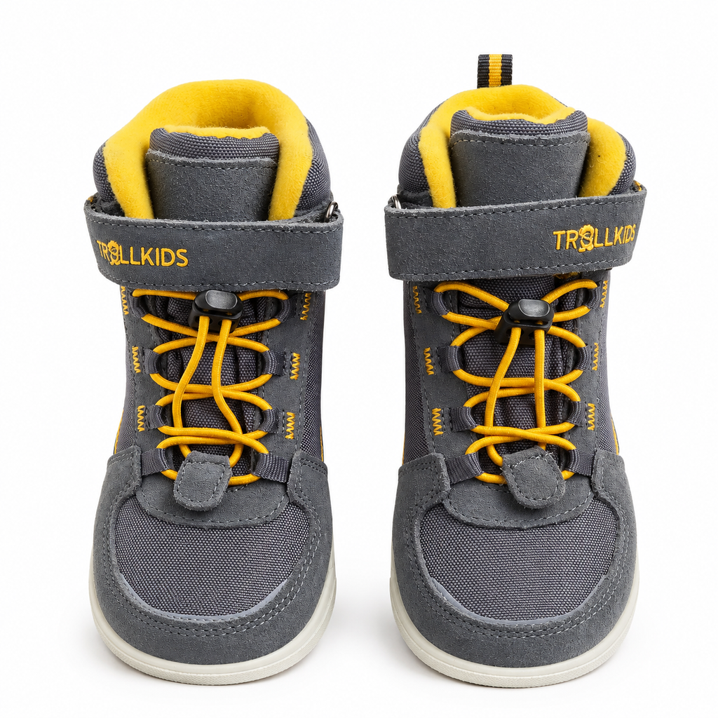Trollkids Gryllefjord Mid Cut Kindersneaker Grau Gelb – Outdoor