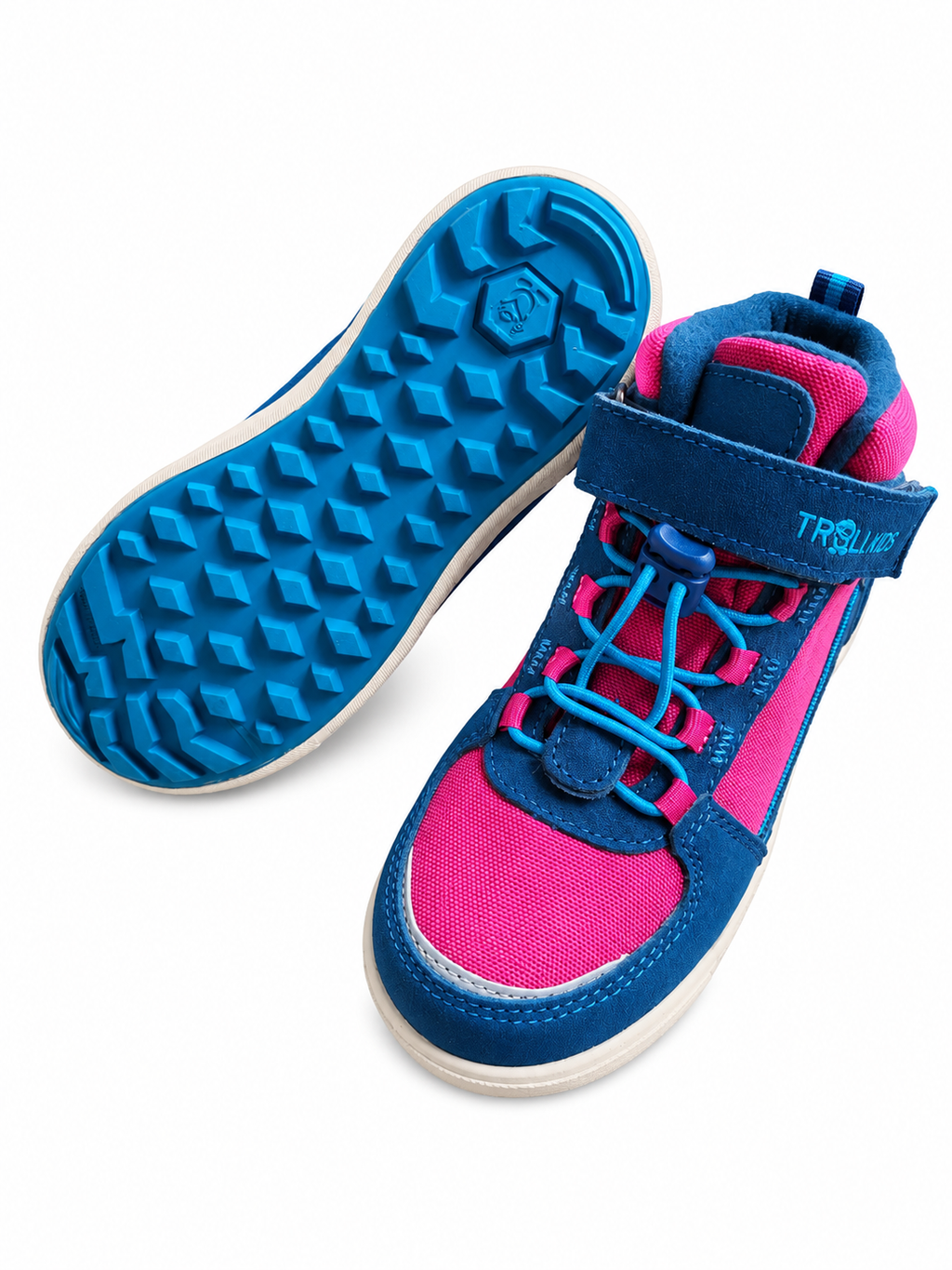 Trollkids Gryllefjord Mid Cut Kindersneaker Blau Pink – Outdoor