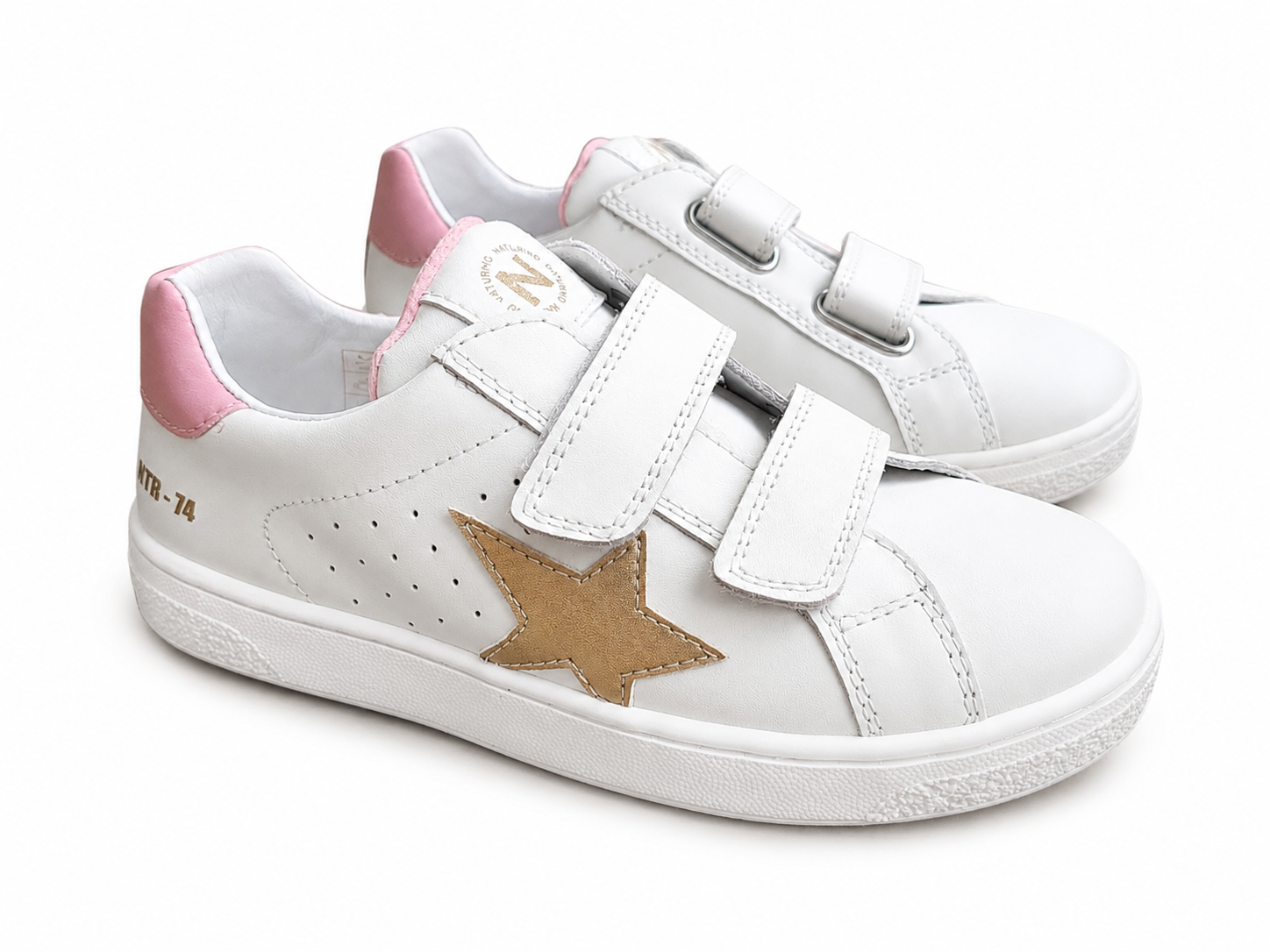 Naturino Pinn Kindersneaker Weiß Gold – Klettverschluss