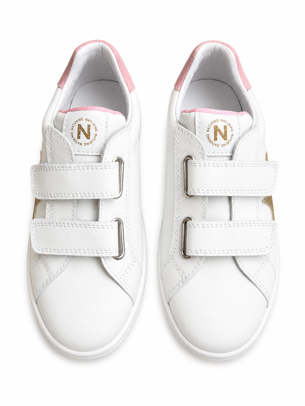Naturino Pinn Kindersneaker Weiß Gold – Klettverschluss