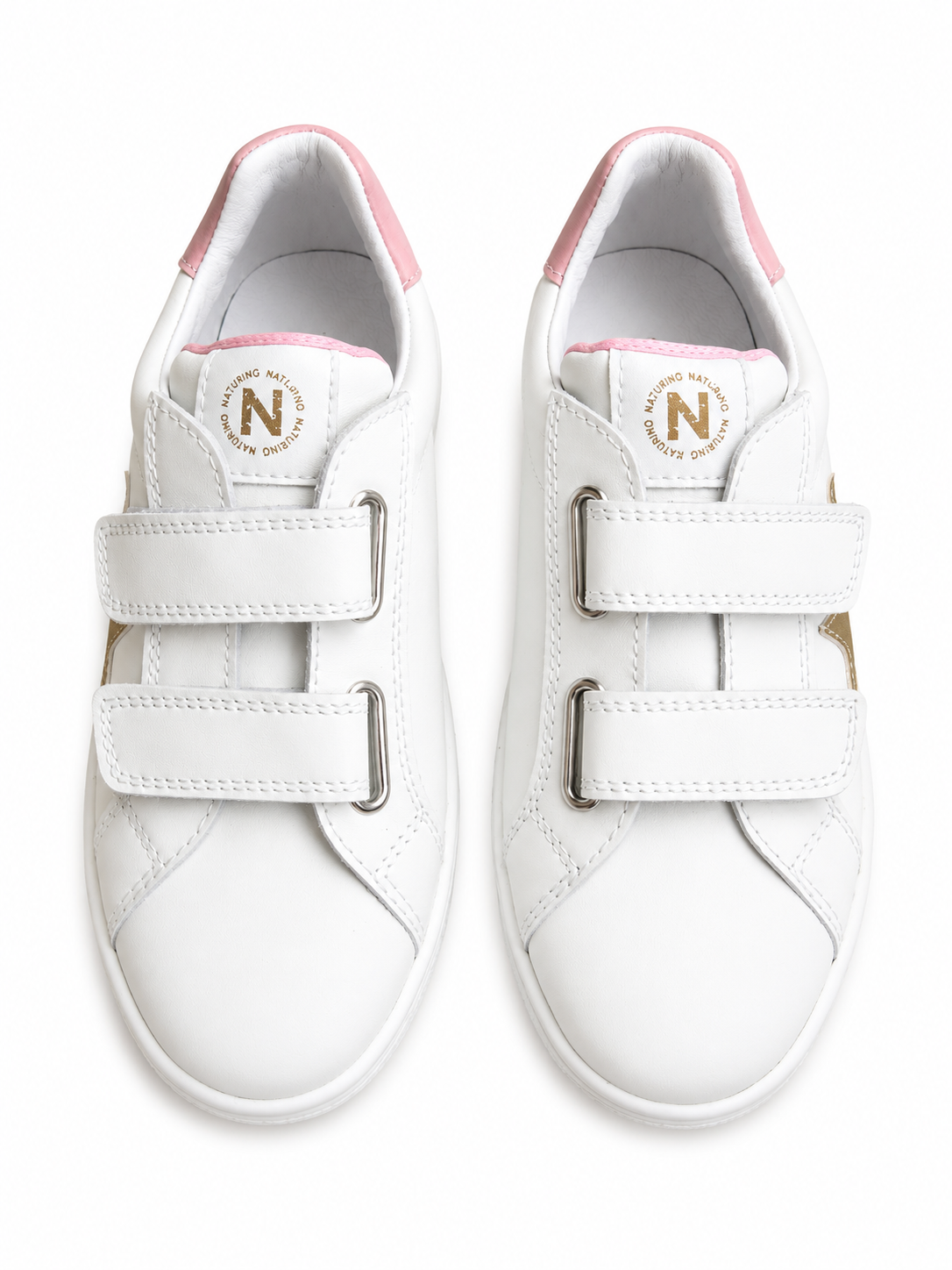 Naturino Pinn Kindersneaker Weiß Gold – Klettverschluss