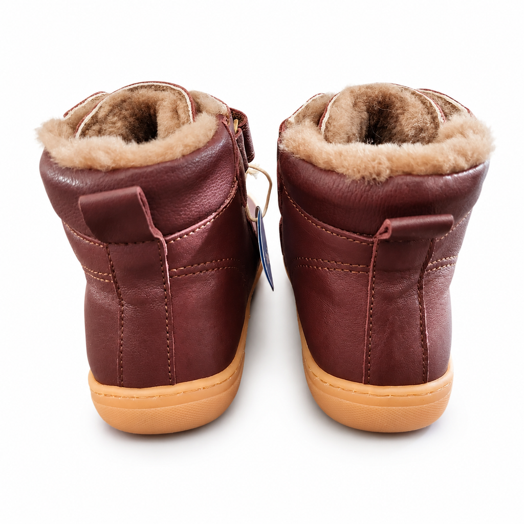 Bisgaard Helmut Barefoot Winterstiefel Bordeaux gefüttert – Klett