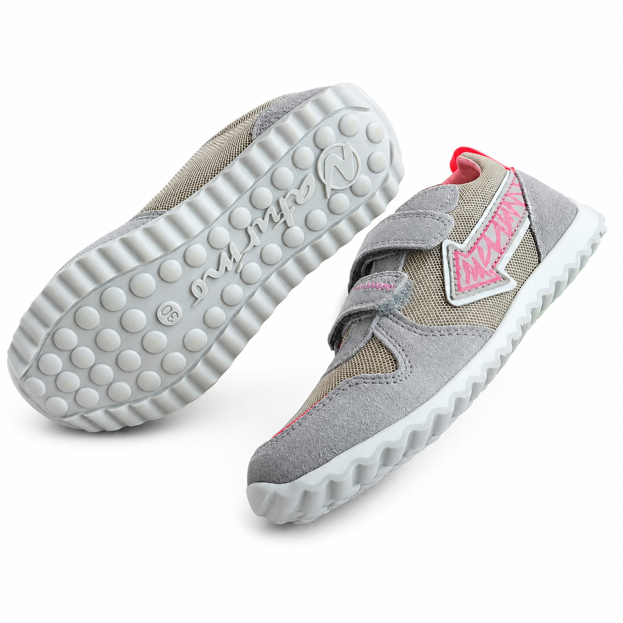 Naturino Crun Kindersneaker Grau Pink – Klettverschluss