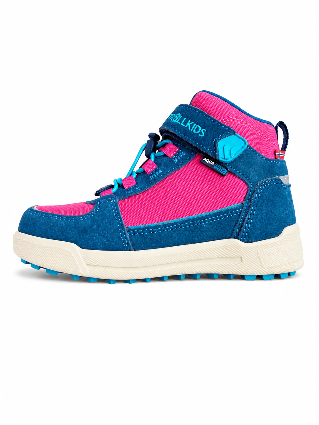 Trollkids Gryllefjord Mid Cut Kindersneaker Blau Pink – Outdoor