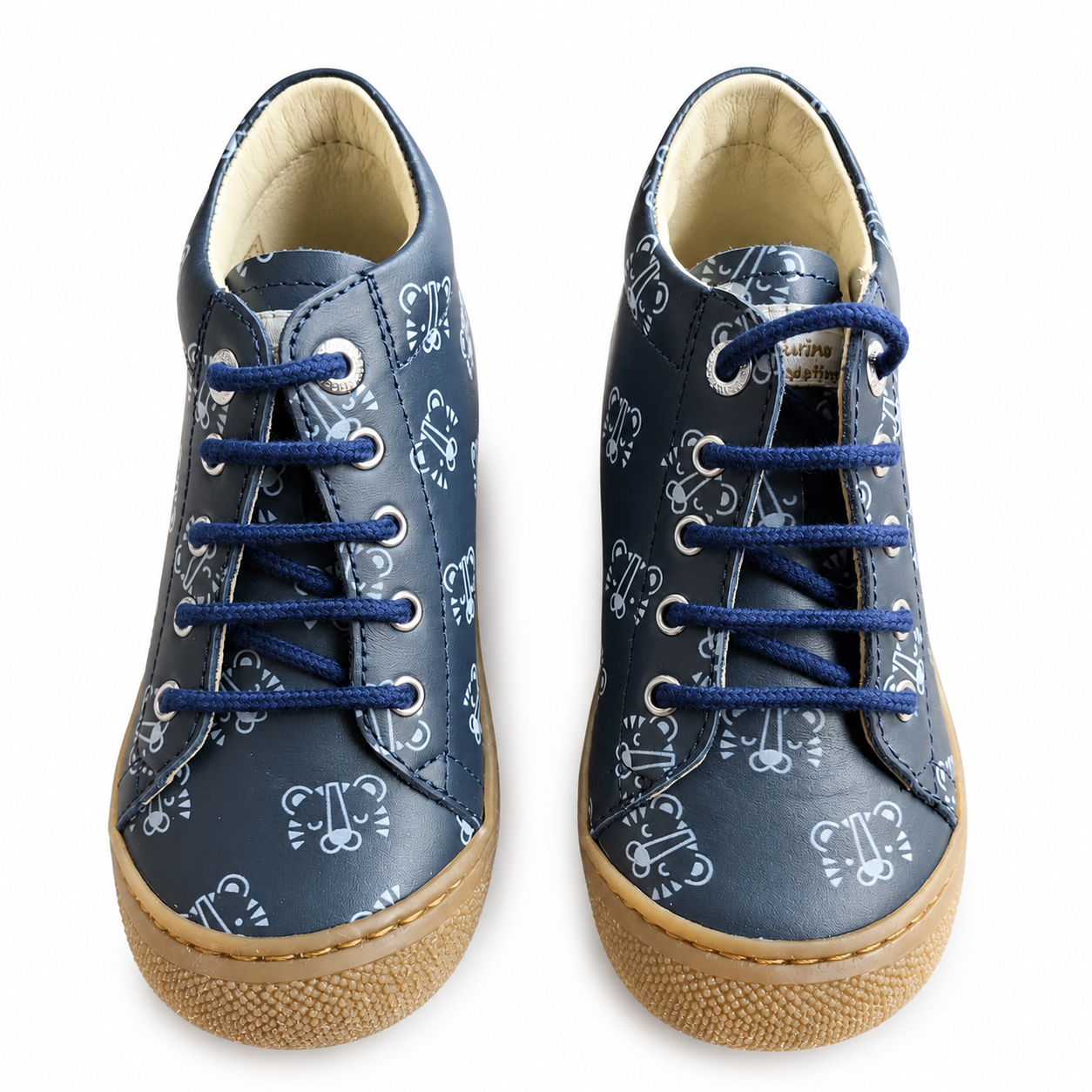 Naturino Coco Lauflernschuh Blau Tiger-Print – Schnürung