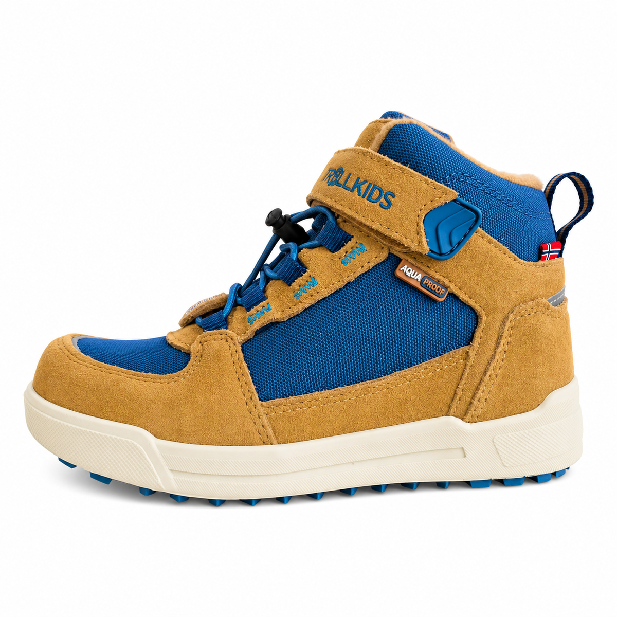 Trollkids Gryllefjord Mid Cut Wanderboots Hellbraun Blau – Outdoor