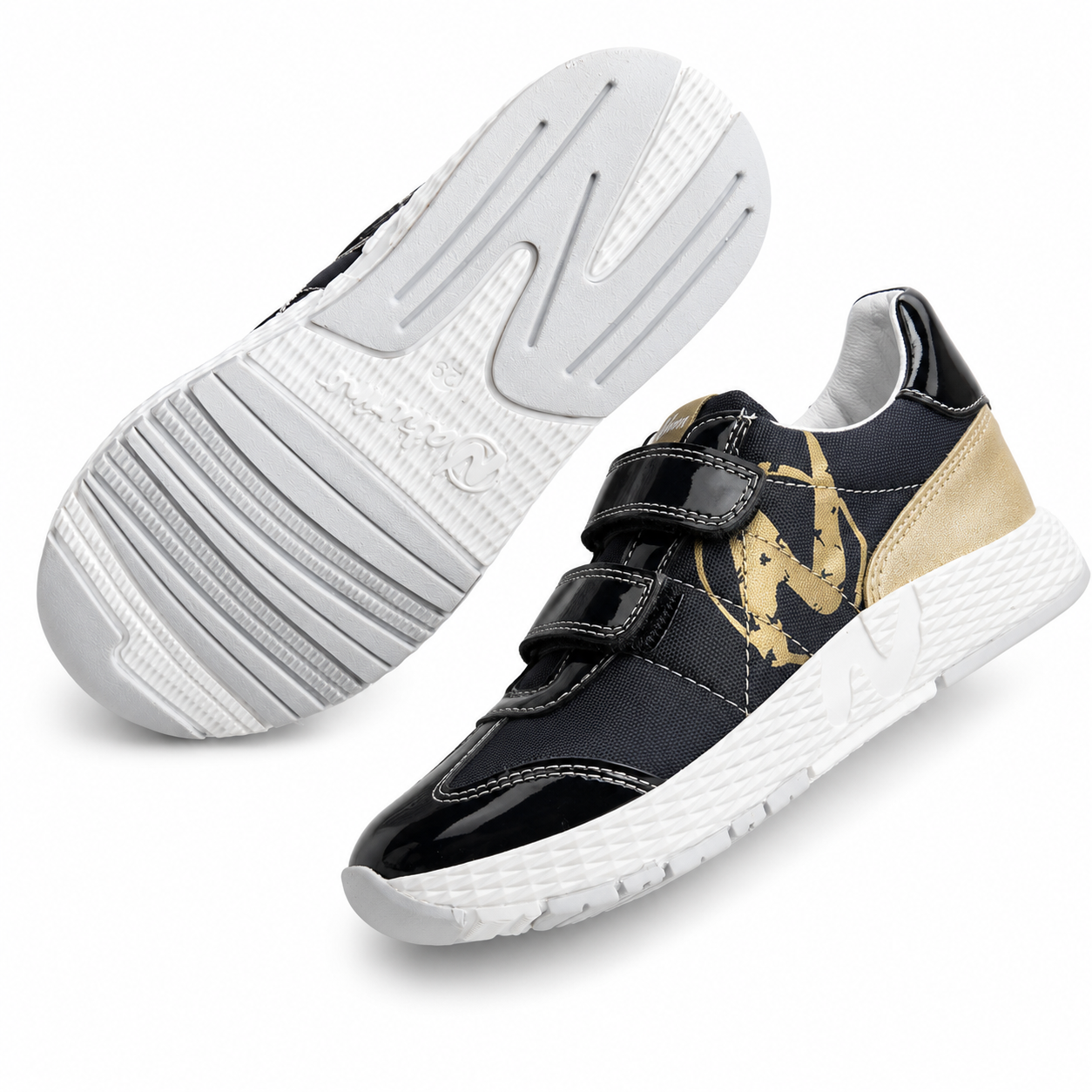 Naturino Jesko Kindersneaker Schwarz Gold – Klettverschluss