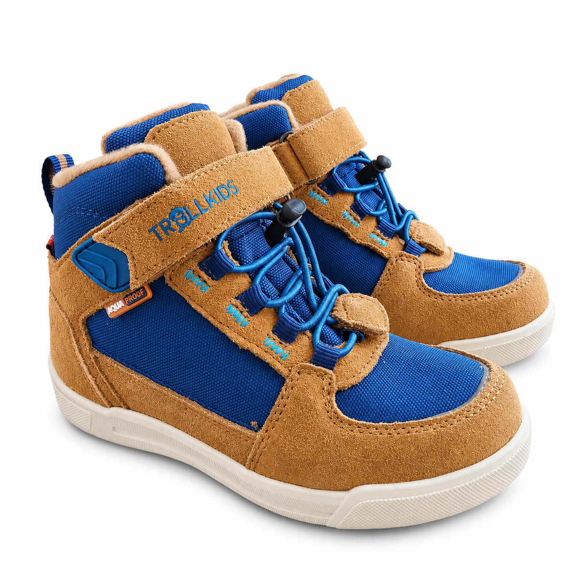 Trollkids Gryllefjord Mid Cut Wanderboots Hellbraun Blau – Outdoor